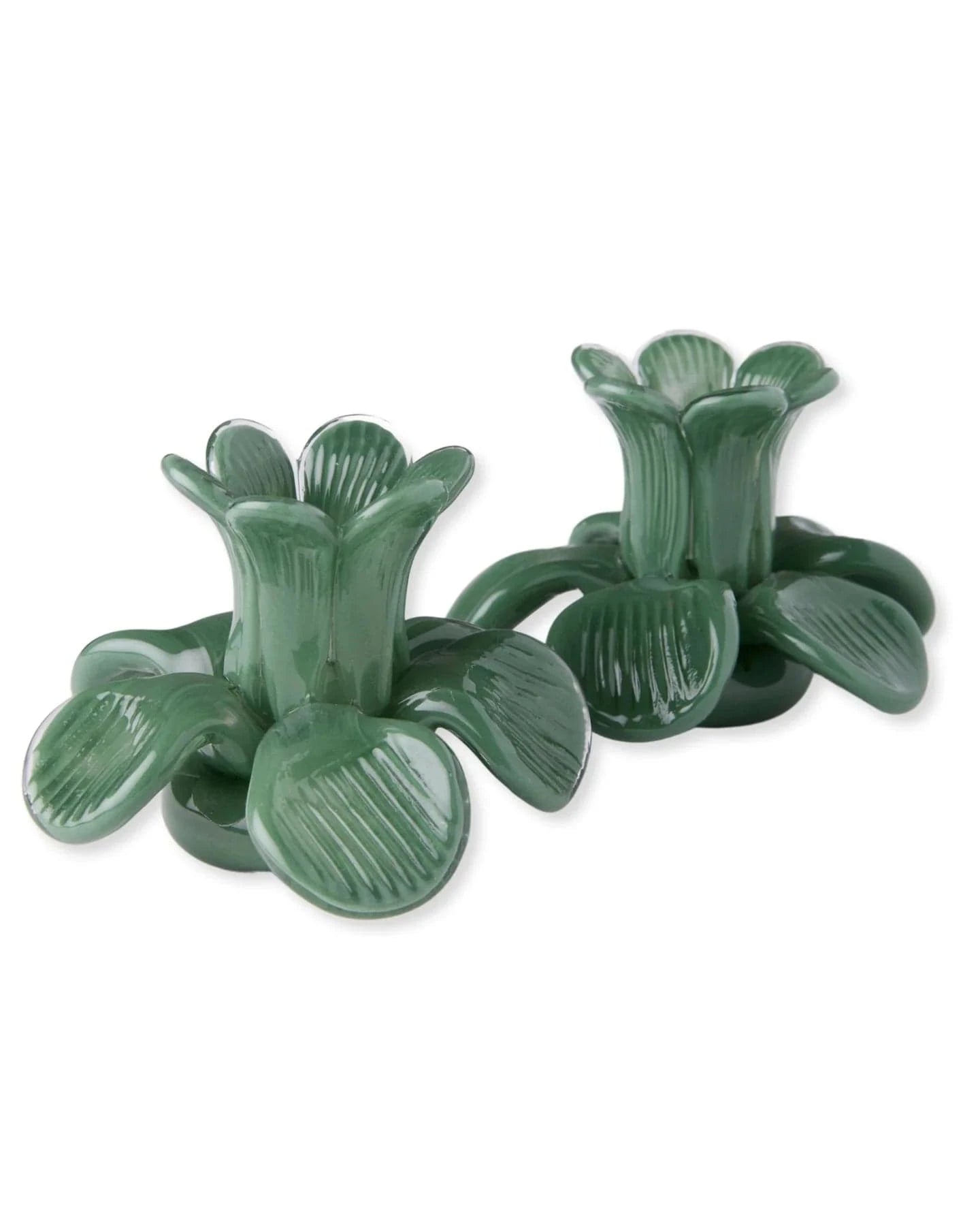Flower Top Pistachio Candle Holder | Set of 2
