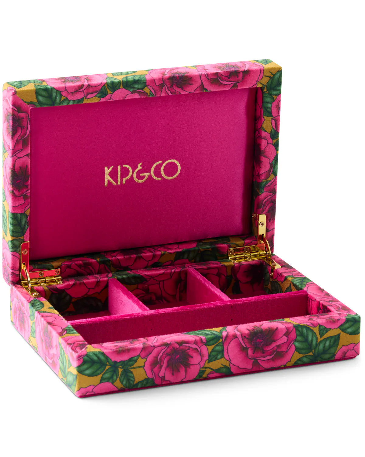 Golden Peony Velvet Jewellery Box | Small