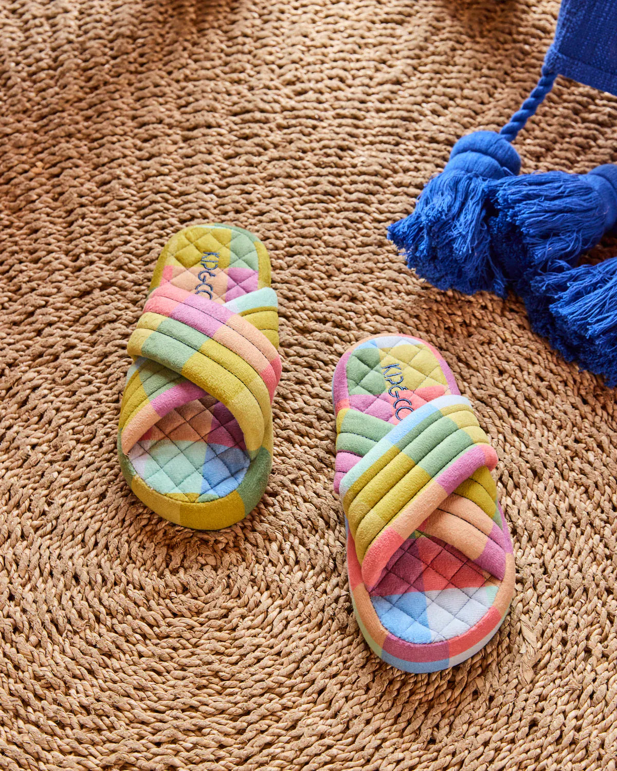 Florida Tartan Quilted Velvet Adult Slippers | 35/36