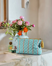 Aegean Stripe Quilted Cotton Toiletry Purse