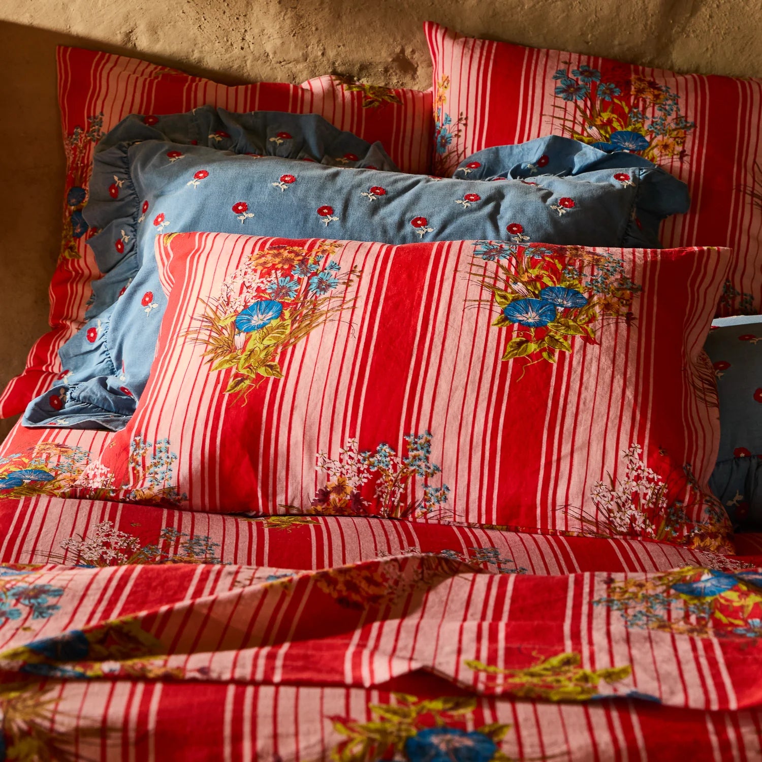Dempsey Linen Pillowcase Set Poppy | Standard