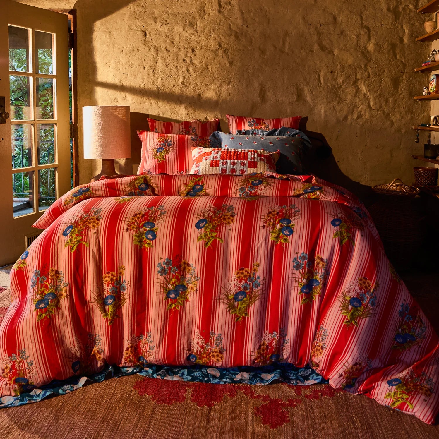 Dempsey Linen Quilt Cover Poppy | Queen