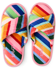 Fete Diagonal Stripe Quilted Velvet Adult Slippers