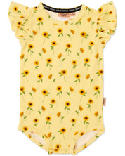 Sunflower Delight Organic Short Sleeve Frill Romper