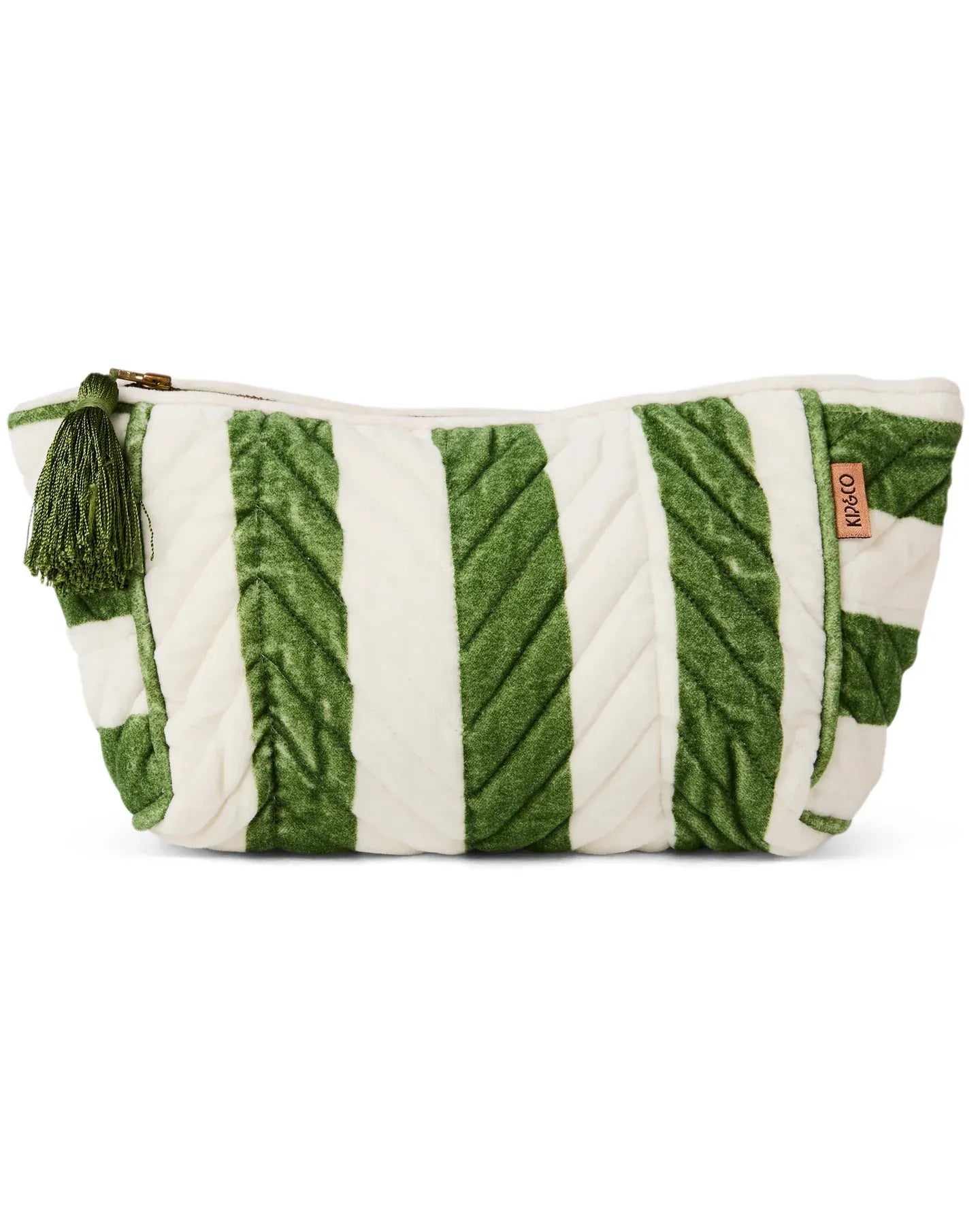 Moss Stripe Velvet Toiletry Bag
