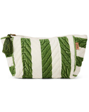 Moss Stripe Velvet Toiletry Bag