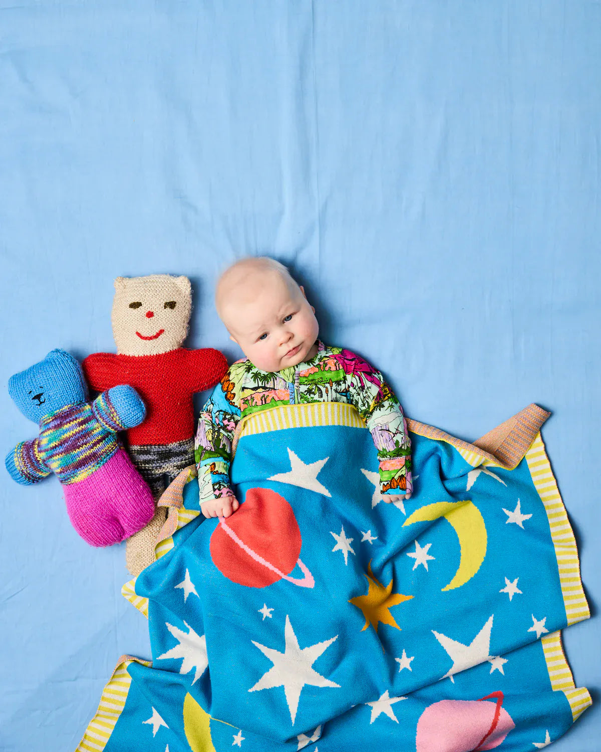 Stars And Moon Cotton Knitted Blanket