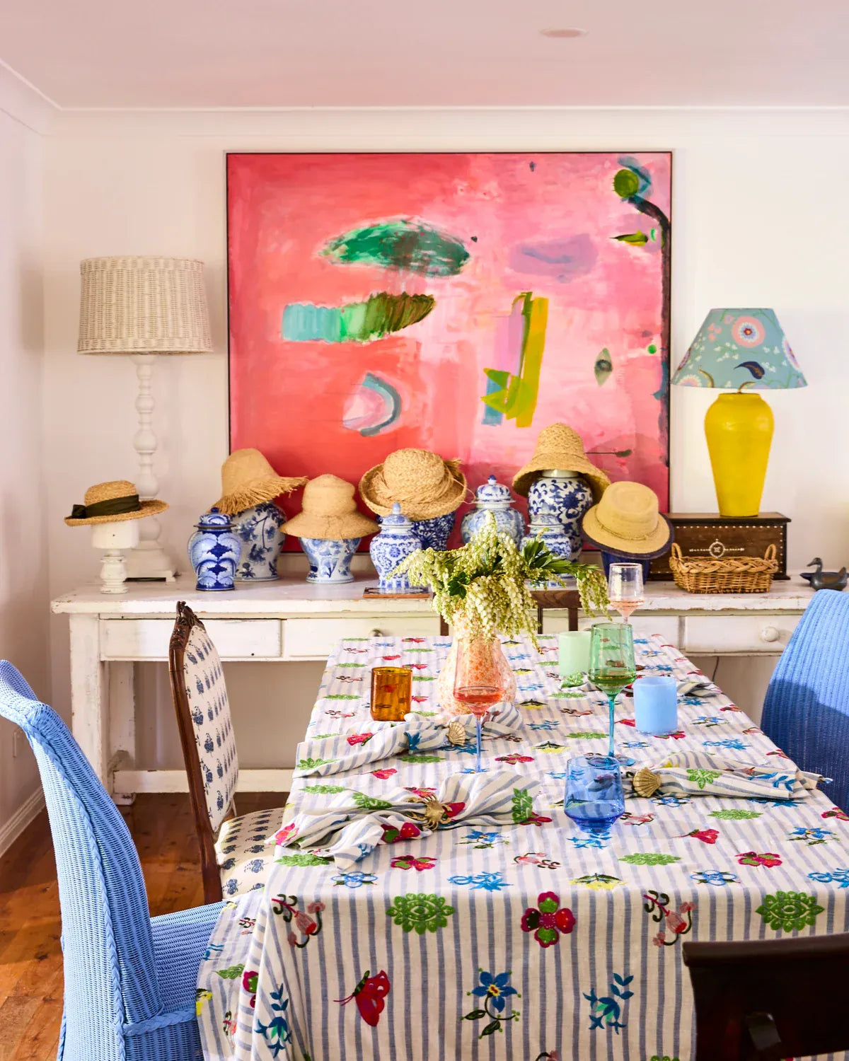 Kip&Co x Anna Spiro Malabar Floral Embroidered Tablecloth | Standard Rectangular
