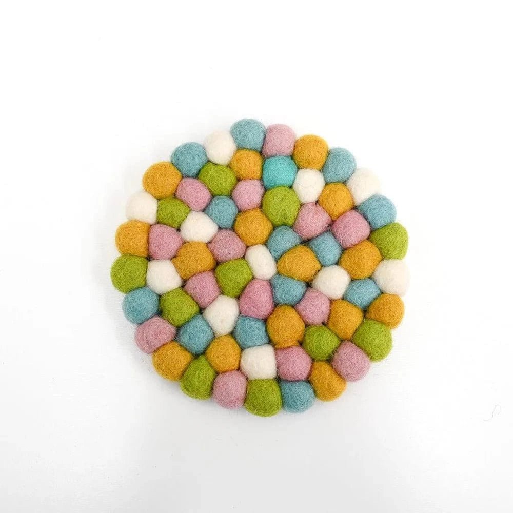 Jellybean Felt Ball Cup Coasters | Bundle of 4