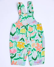 Popping Flowers Green Organic Cotton Quilt Fleece Overall | 12-18 Months