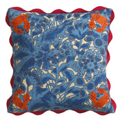 Lucia Embroidered Cushion | Cerulean | Feather Insert