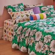 Tumbling Flower Green Organic Cotton Quilt Cover