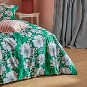 Tumbling Flower Green Organic Cotton Quilt Cover