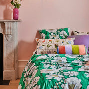Tumbling Flower Green Organic Cotton Quilt Cover
