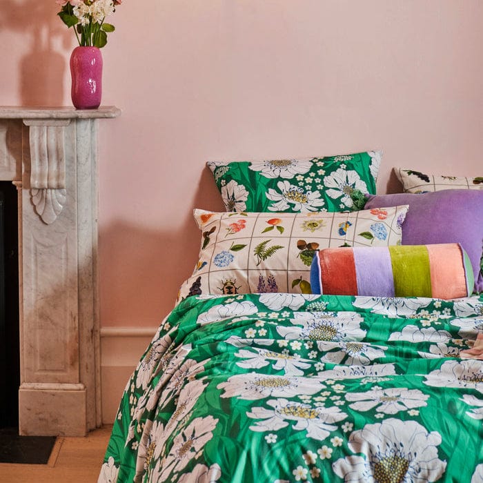 Tumbling Flower Green Organic Cotton Quilt Cover