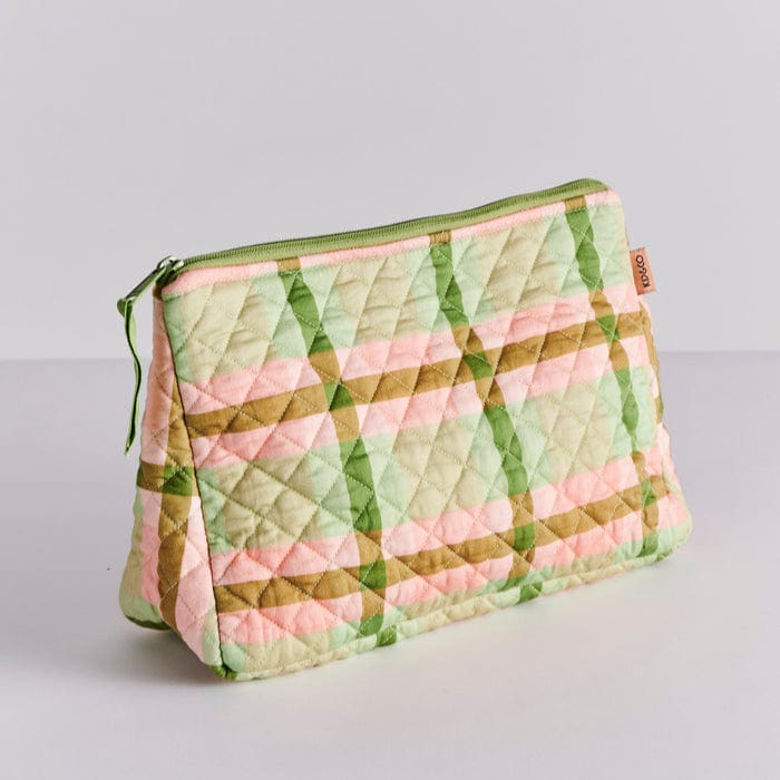 Pistachio Tartan Quilted Cotton Toiletry Purse