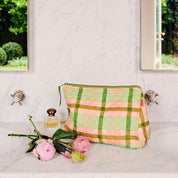 Pistachio Tartan Quilted Cotton Toiletry Purse