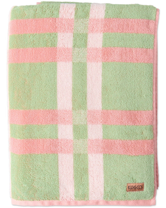 Pistachio Tartan Bath Sheet / Beach Towel
