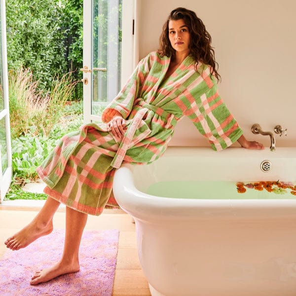 Pistachio Tartan Terry Bath Robe