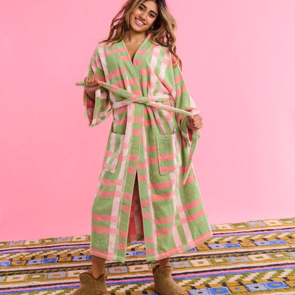 Pistachio Tartan Terry Bath Robe