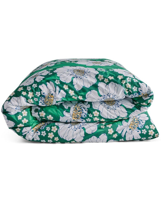 Tumbling Flower Green Organic Cotton Quilt Cover