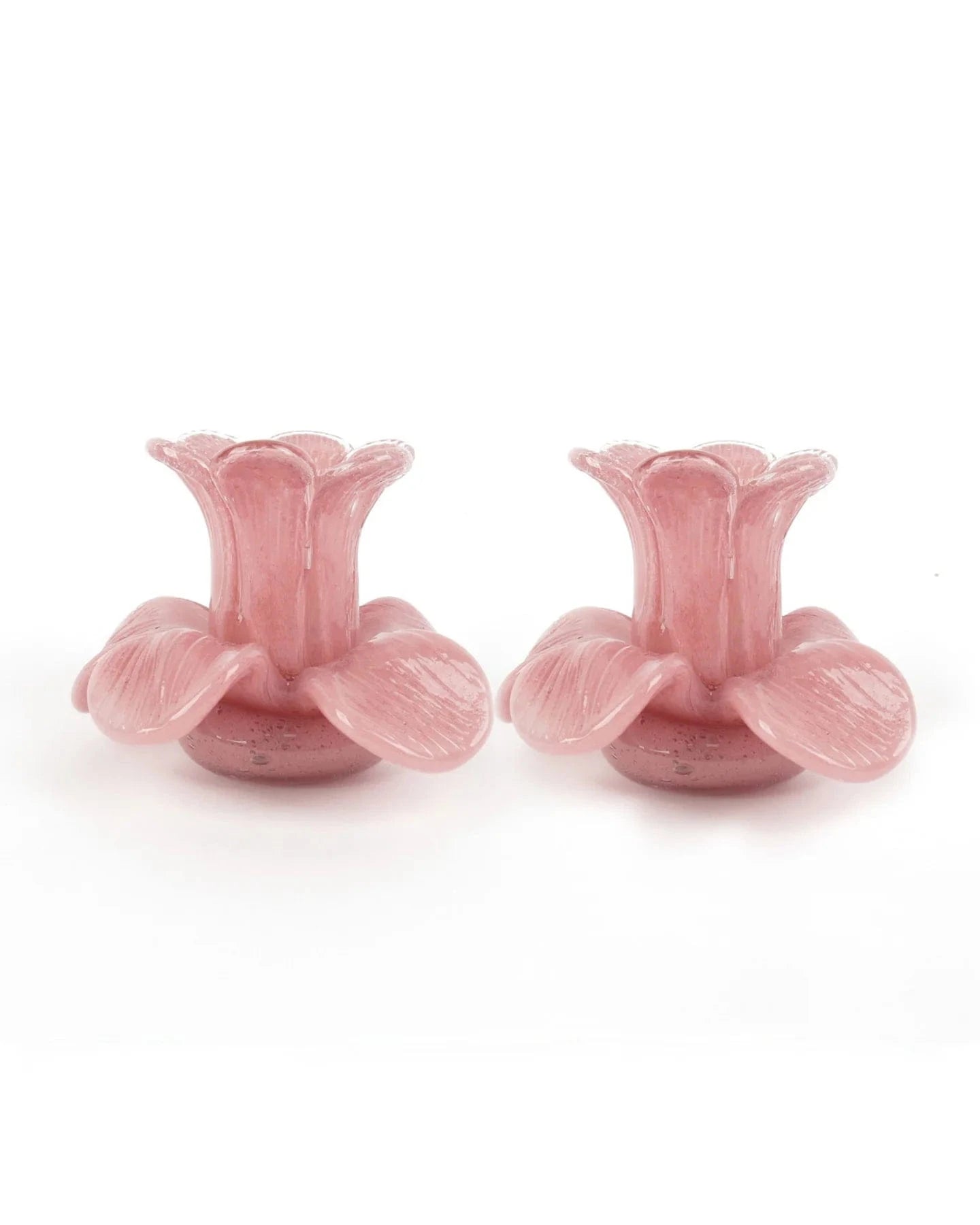 Flower Top Blush Candle Holder | Set of 2
