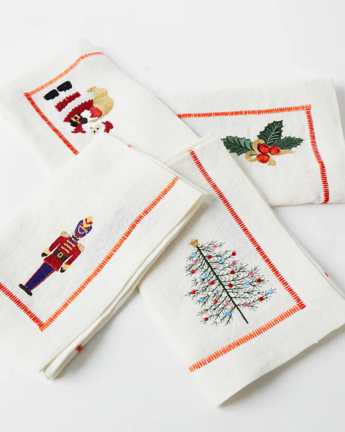 Noel Embroidered Linen Napkin | Set of 4