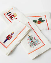 Noel Embroidered Linen Napkin | Set of 4