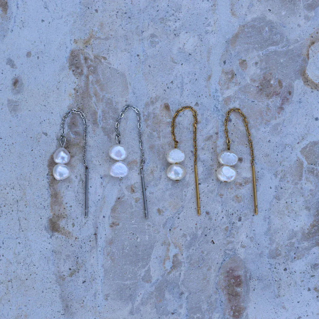 Kirra Earrings | Two Pearls / Silver
