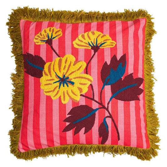 Annette Embroidered Cushion (Cosmo Pink)