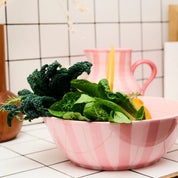 Pink Stripe Salad Bowl