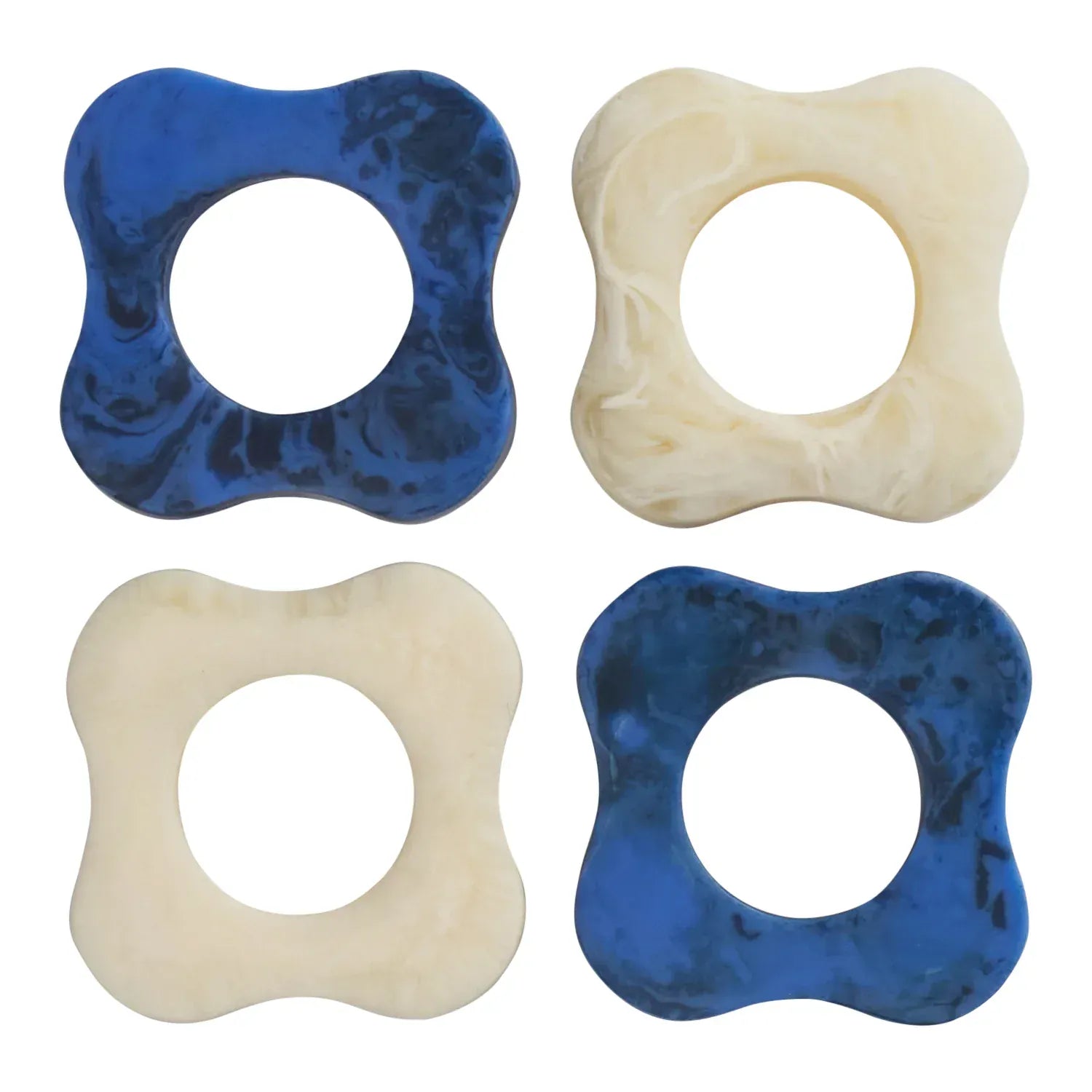 Paola Napkin Ring Pearl/Azure | Set of 4
