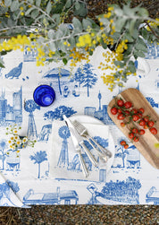 Bush + Big Smoke Blue TableCloth | Natural Linen