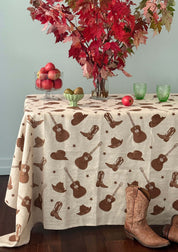 Stars + Guitars Rattan TableCloth | Natural Linen