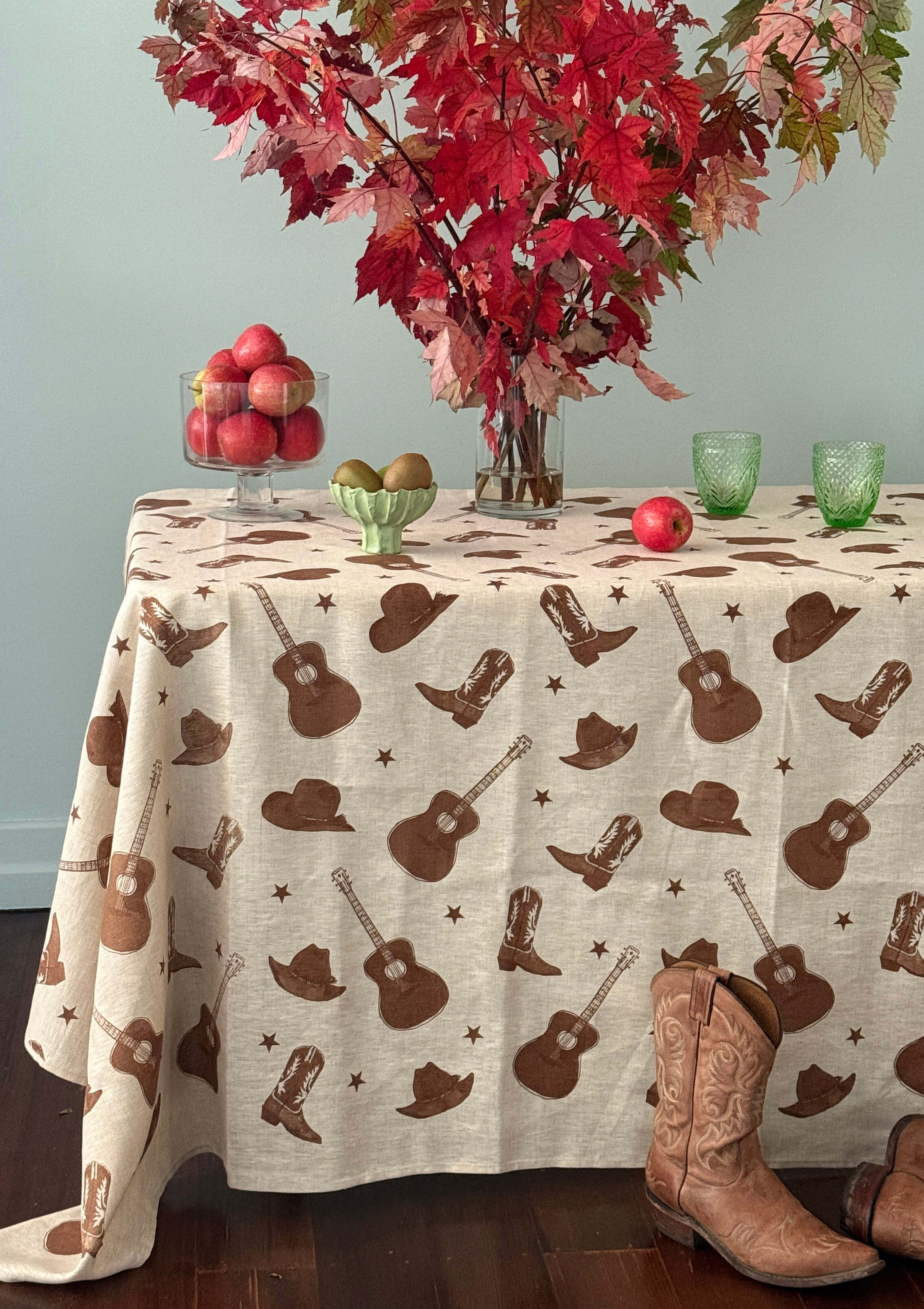 Stars + Guitars Rattan TableCloth | Natural Linen