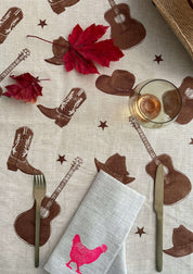 Stars + Guitars Rattan TableCloth | Natural Linen