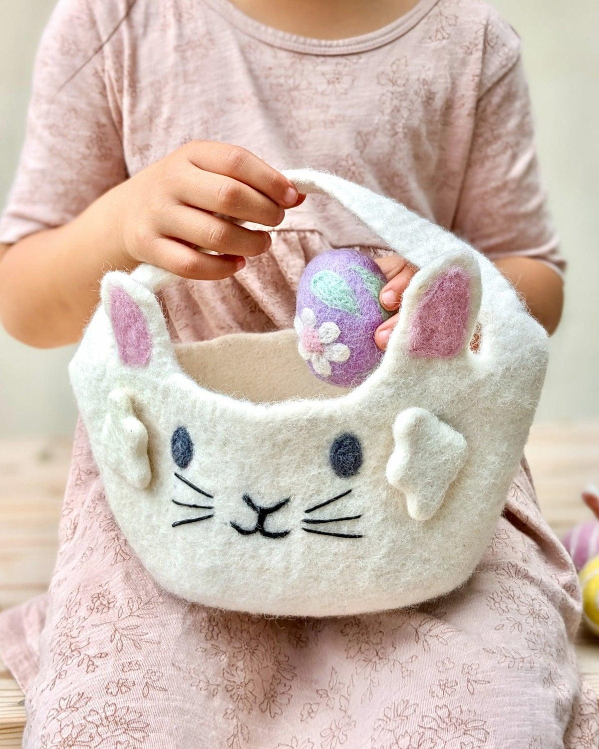 Felt Easter Egg Hunt Basket | White Bunny