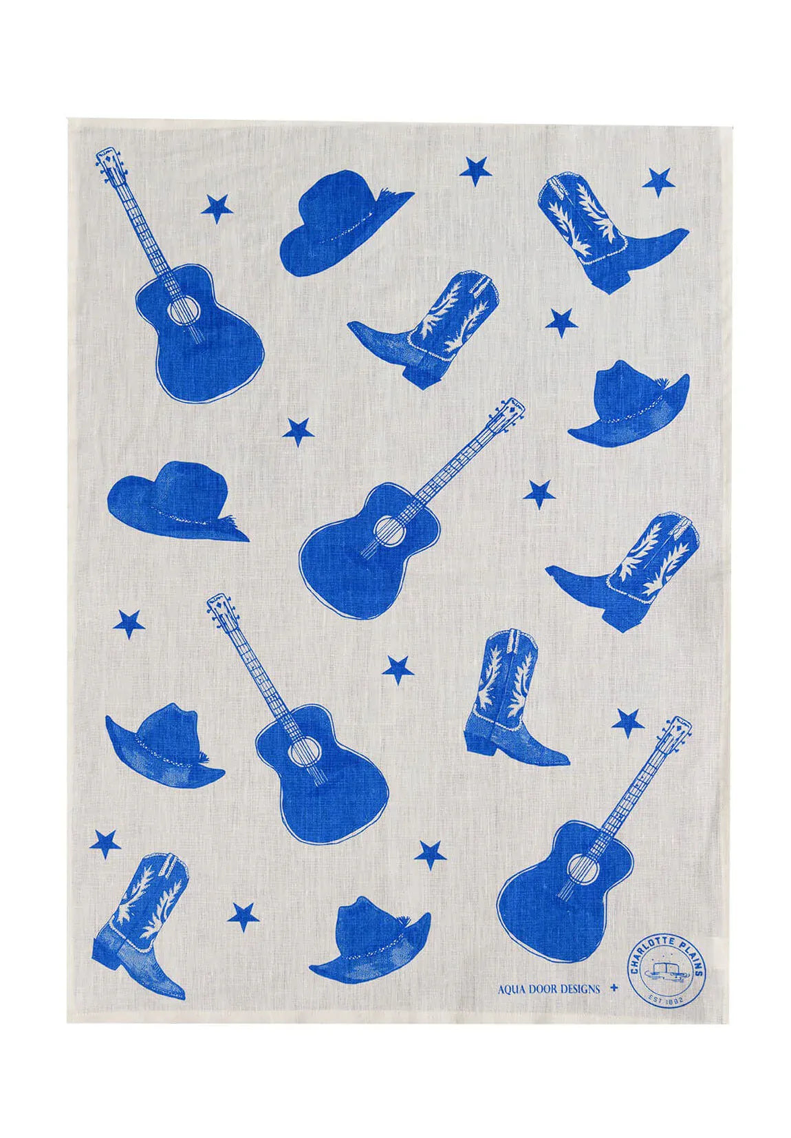 Stars + Guitars Tea Towel | Off-White Linen