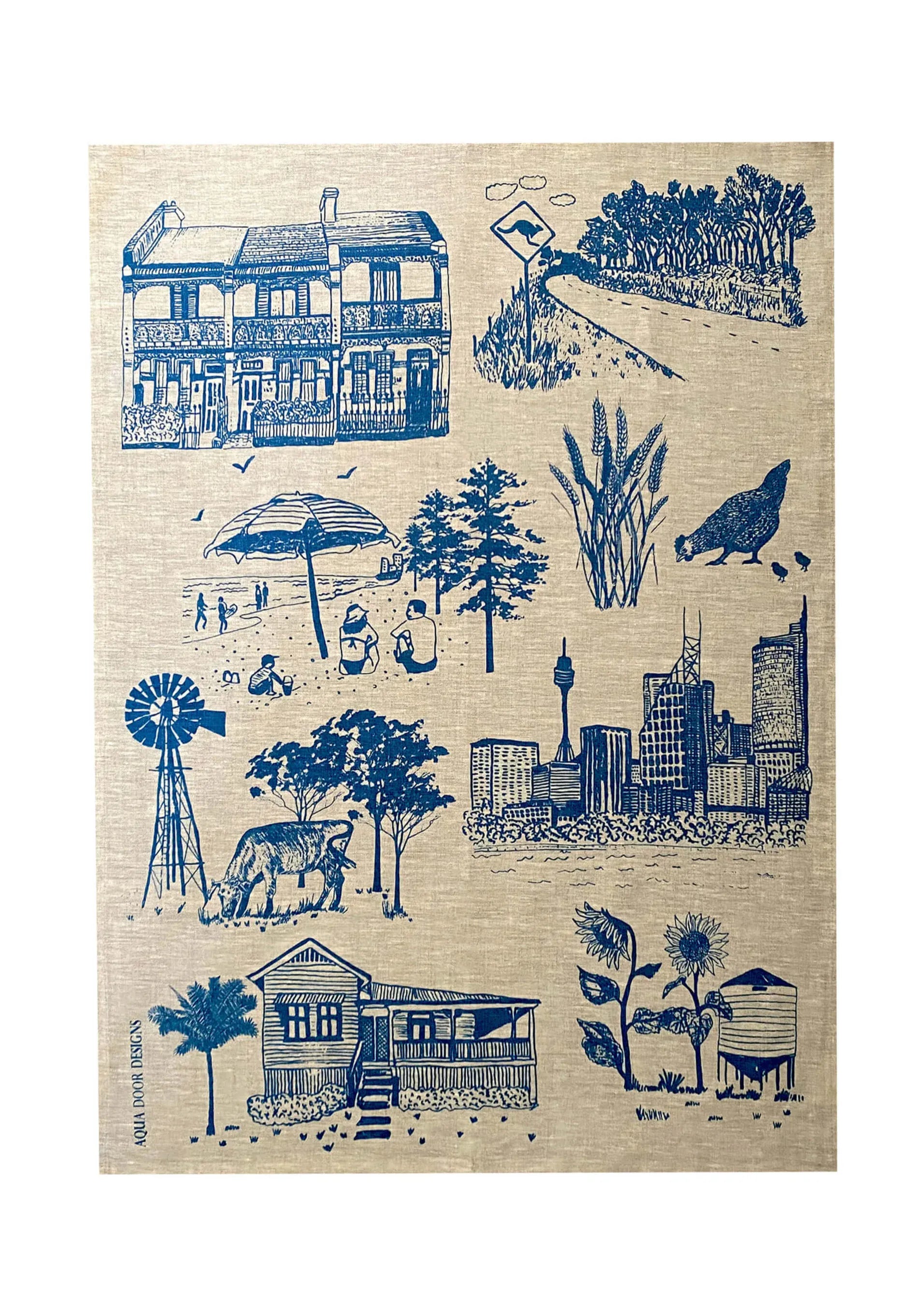Bush + Big Smoke Tea Towel | Natural Linen