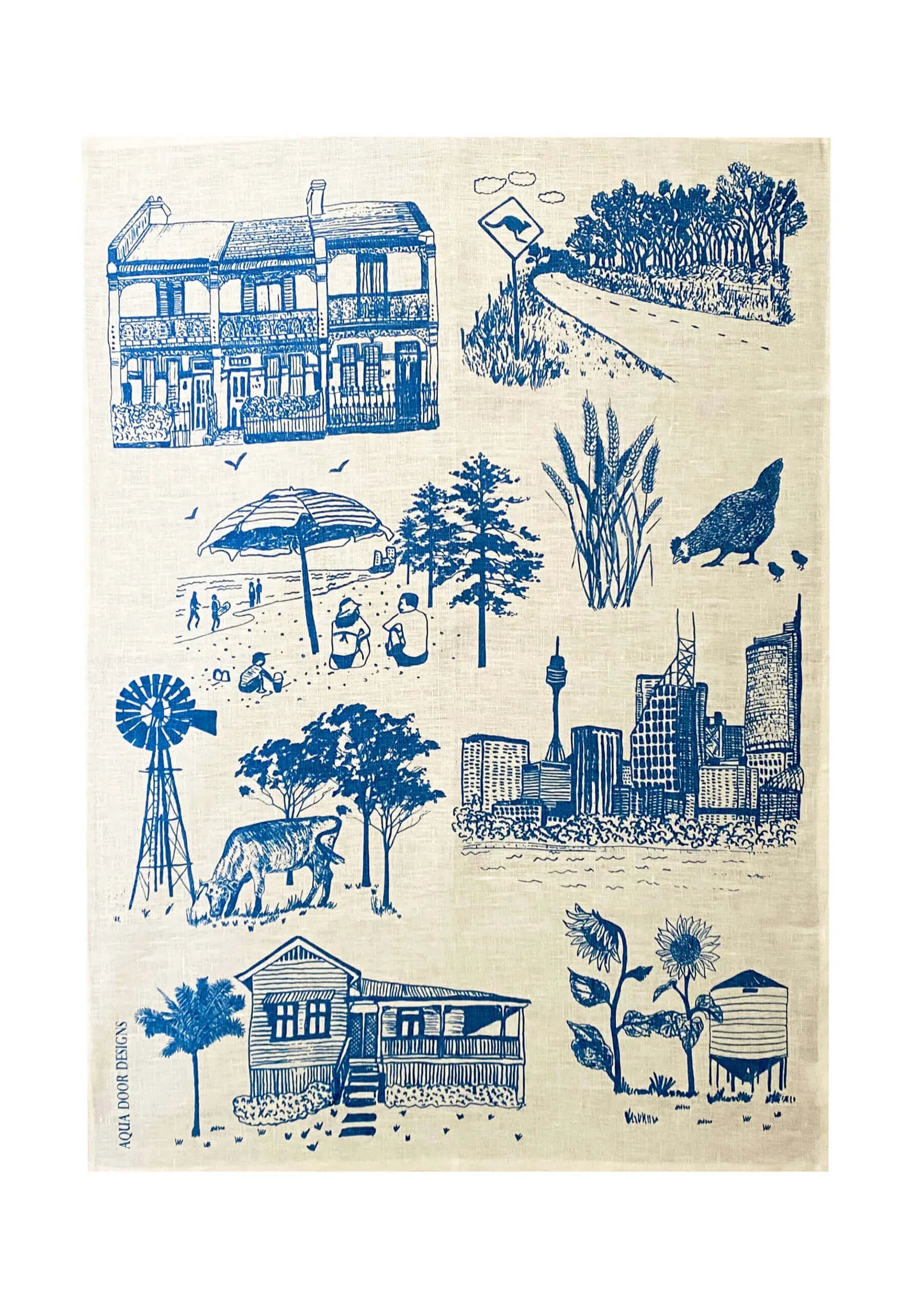 Bush + Big Smoke Tea Towel | Off White Linen