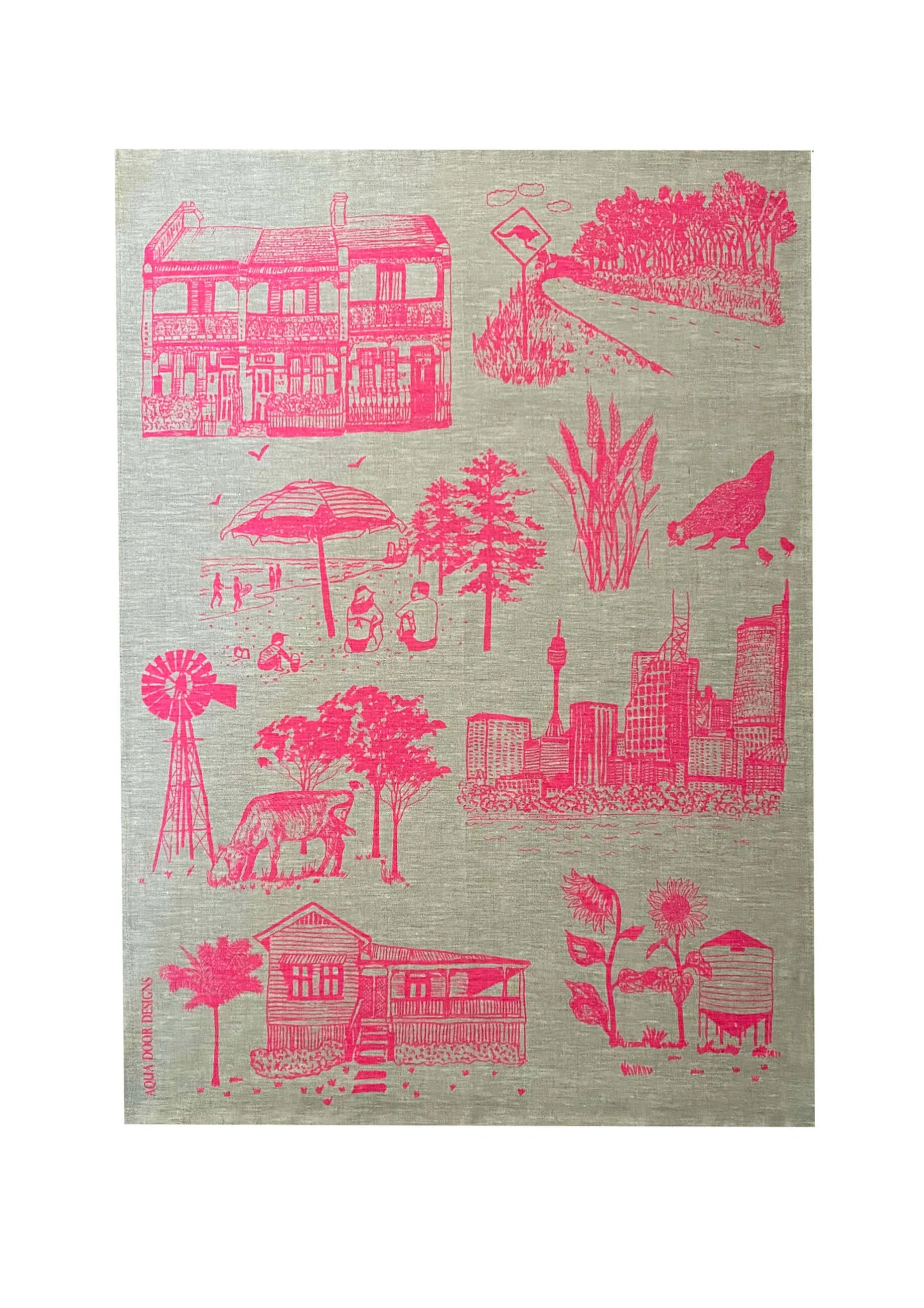 Bush + Big Smoke Tea Towel | Natural Linen