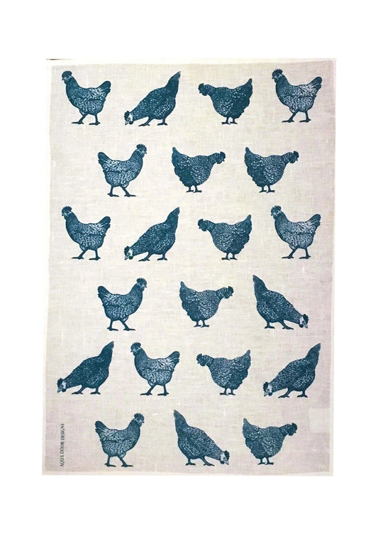 Chooks Tea Towel (Navy)