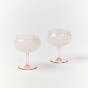 Glass Coupe Dots Pink | Set of 2