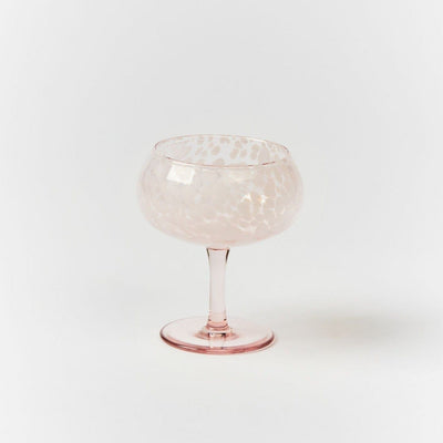 Glass Coupe Dots Pink - set of 2