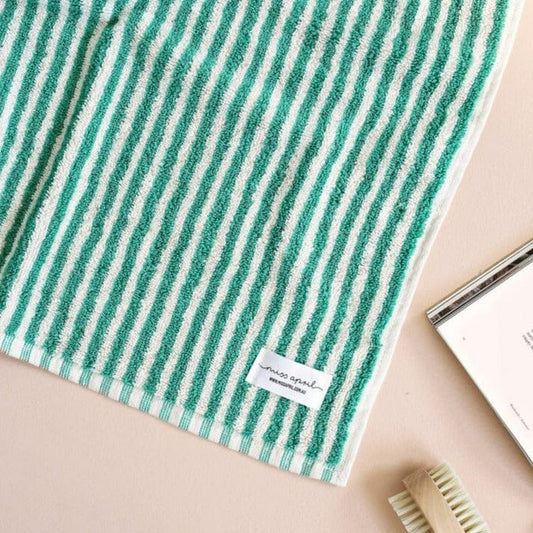 Cotton Bath Mat - Green Stripes