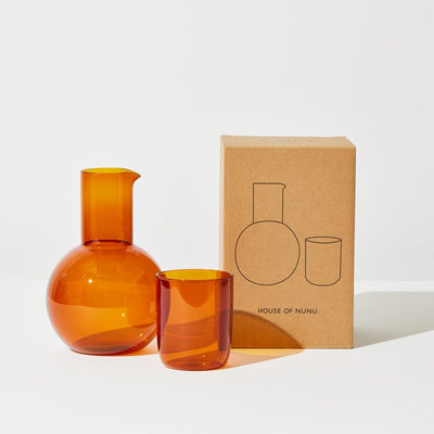 Belly Carafe +  Cup Set - Amber