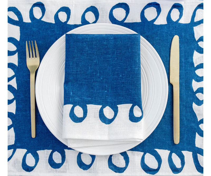 navy ribbon placemat and napkin