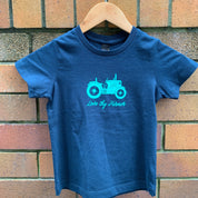Kids Navy T-Shirt with Green Tractor