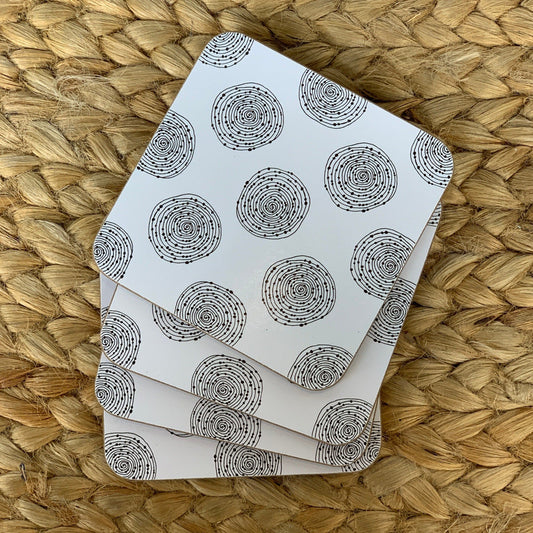 Corked Back Coasters - set of 4 - Circle Swirl