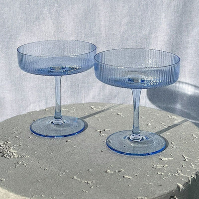 blue cocktail glasses